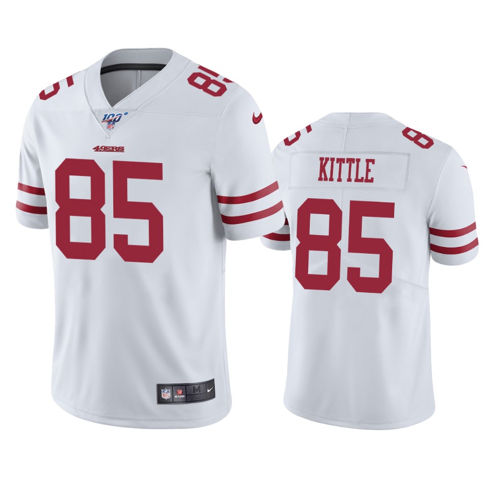 Men's San Francisco 49ers #85 George Kittle White 2019 100th season Vapor Untouchable Limited Stitched NFL Jersey